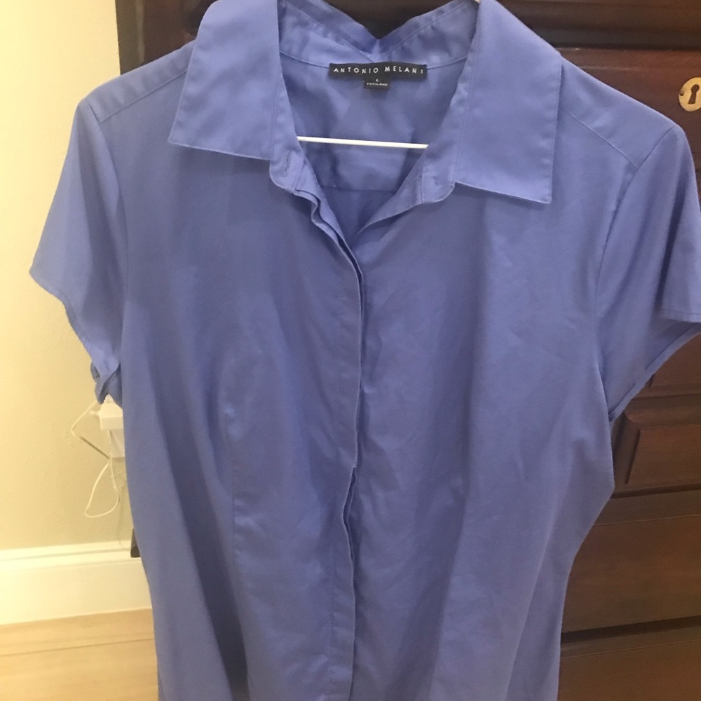 Blue button down blouse